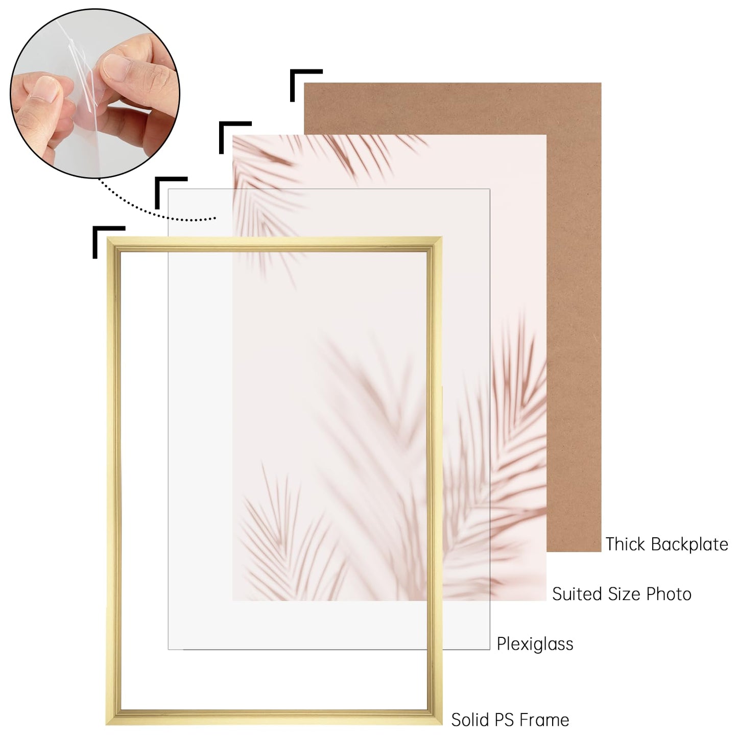 GULETHUN 18x22 Picture Frame, Gold Poster Frame, Home Decor Natural Gallery Frames, Horizontal or Vertical Format, Sturdy, Plexiglass, Large Wall Decor, for Photos, Artworks, Posters